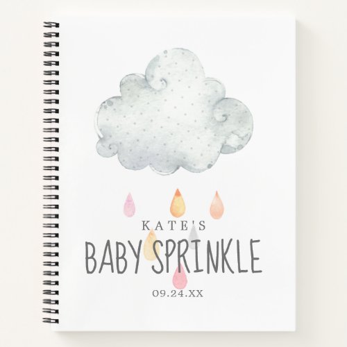 Rain Cloud Girl Baby Sprinkle Gift List Notebook
