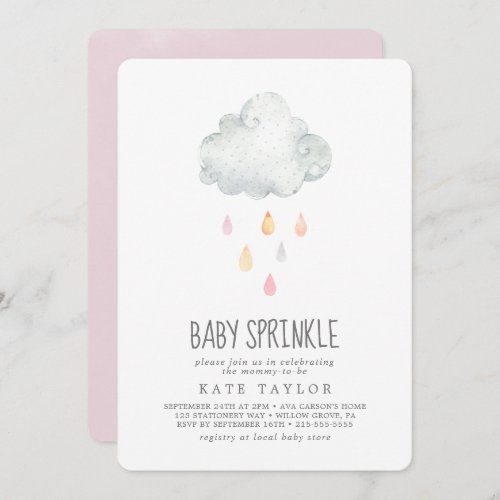 Rain Cloud Girl Baby Sprinkle Invitation