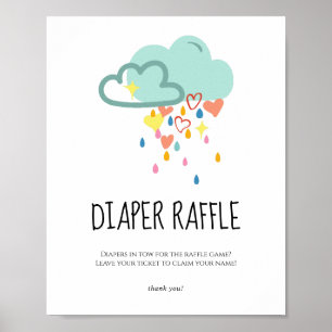 Rain Cloud Girl Diaper Raffle Sign