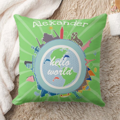 Rain Cloud Hello World Any Custom Color Pillow