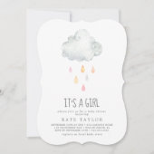 Rain Cloud It's A Girl Baby Shower Invitation (Front)