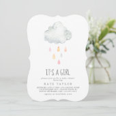 Rain Cloud It's A Girl Baby Shower Invitation (Standing Front)