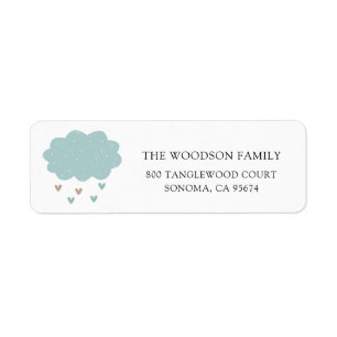 Rain Cloud Rain Drops Baby Shower Return Address Label