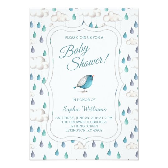 Rain Clouds and Raindrops Baby Shower Invitation | Zazzle.com