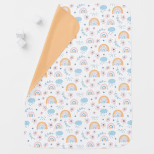 Rain Clouds, Hearts, Flowers and Rainbows Baby Blanket