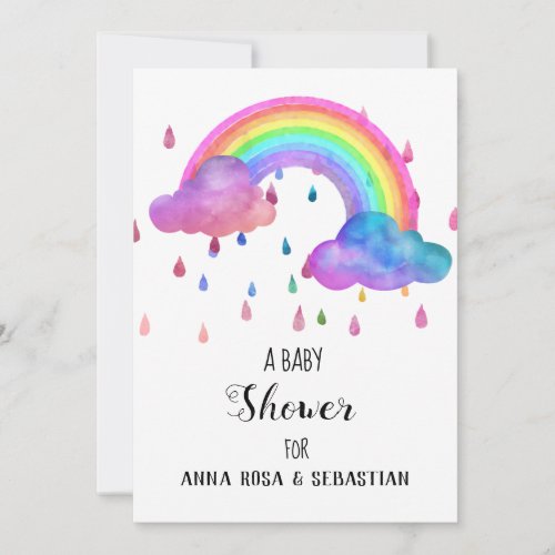 *~* Rain Clouds Rainbow Baby Shower Invitation