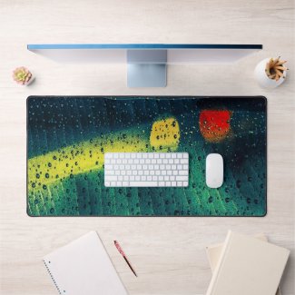 Rain Dotted Green Desk Mat