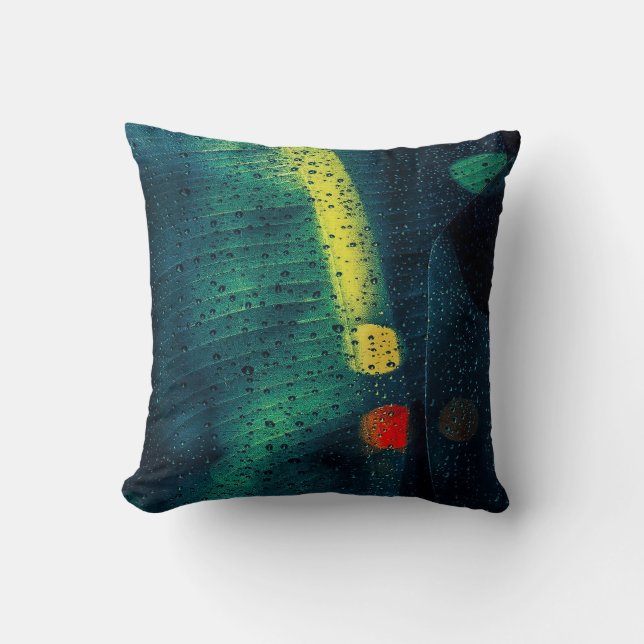 Rain Dotted Green Throw Pillow (Front)