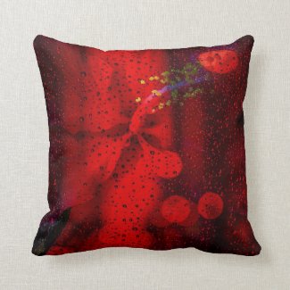Rain Dotted Red Throw Pillow