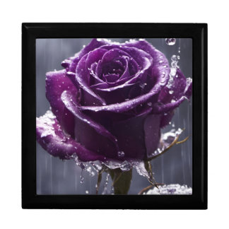 “Rain-Drenched Purple Rose" Keepsake Jewelry Gift Box