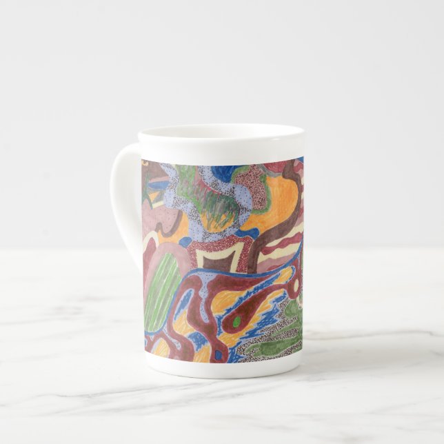 "Rain Drop" Abstract Art Bone China Mug (Front Left)
