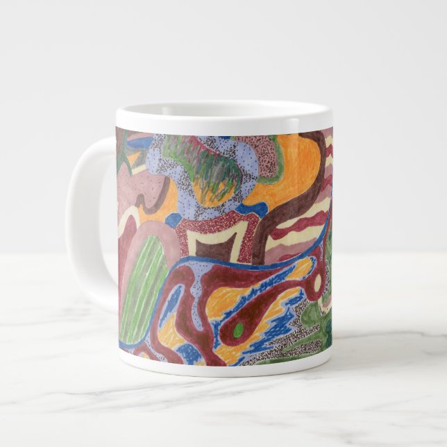 "Rain Drop" Abstract Art Large Coffee Mug (Front Left)
