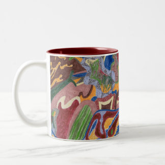 "Rain Drop" Abstract Art Two-Tone Coffee Mug