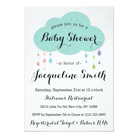 Rain Drop Glitter Baby Shower Invitation | Zazzle.com