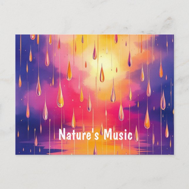 Rain Droplets Watecolor Colorful Postcard (Front)