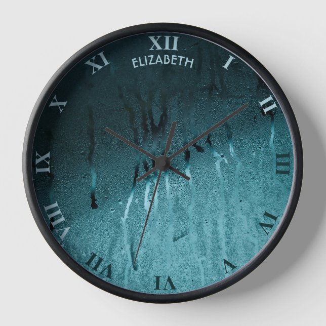 Rain Drops And Fog On Glass Nostalgic Autumn Fall  Clock (Front)