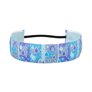 Rain Drops April Showers Multi Blue Design Athletic Headband