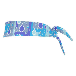 Rain Drops April Showers Multi Blue Design Tie Headband