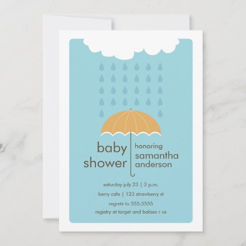 Rain Drops Baby Shower Invitation - Boy