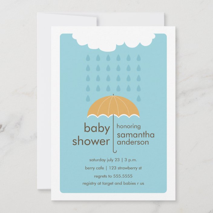 Rain Drops Baby Shower Invitation - Boy | Zazzle.com