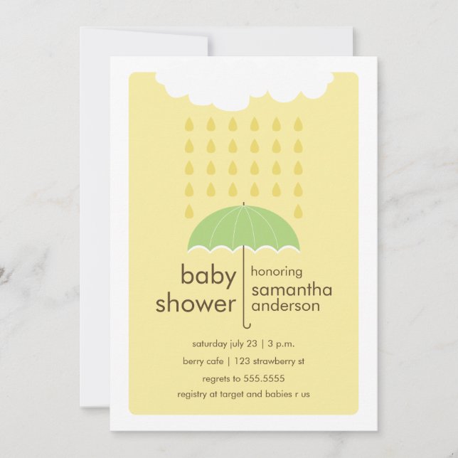 Rain Drops Baby Shower Invitation - Gender Neutral (Front)