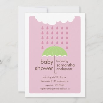 Rain Drops Baby Shower Invitation - Girl by oddowl at Zazzle