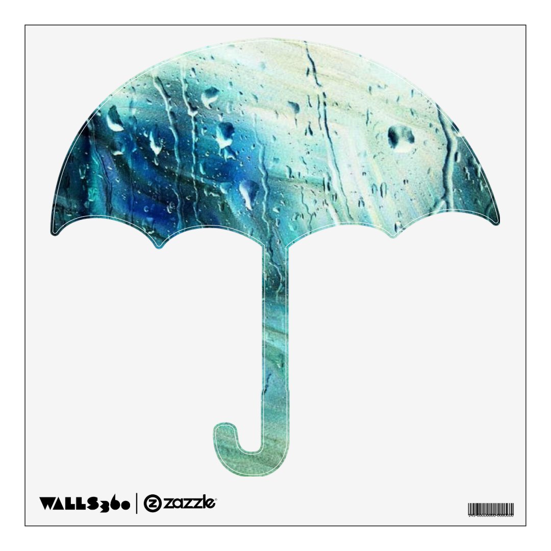 Rain drops, blue rain Umbrella Wall Decal Zazzle