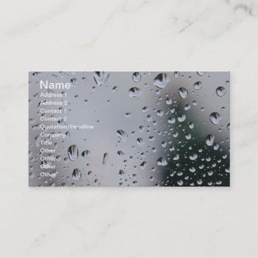 Customizable Rain Drops on glass Business card profile card