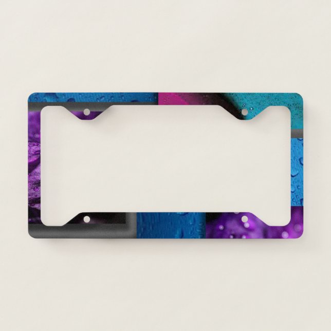 Rain Drops On Leaves Collage License Plate Frame (Front)
