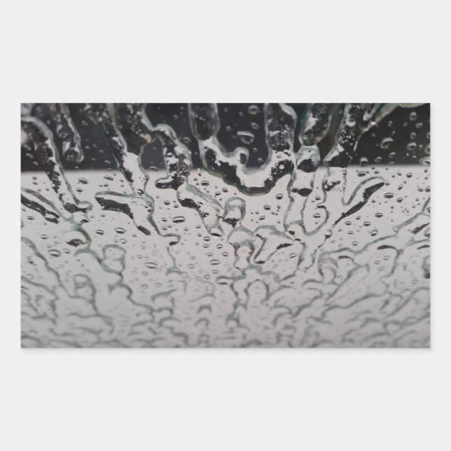 Rain drops on the window rectangular sticker (Front)