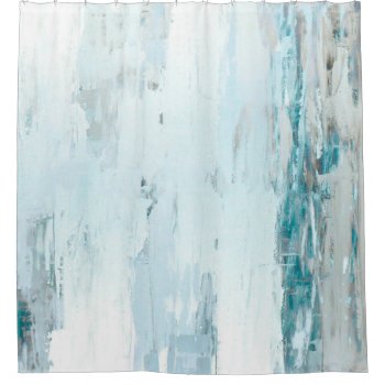'rain Drops' Teal And Beige Abstract Art Shower Curtain by T30Gallery at Zazzle