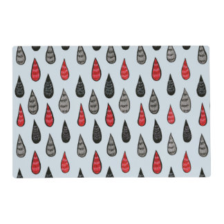 Rain Drops Weird Ink Pattern Red Black Placemat