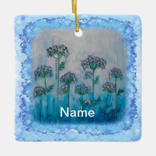 Rain Flowers custom name Ceramic Ornament