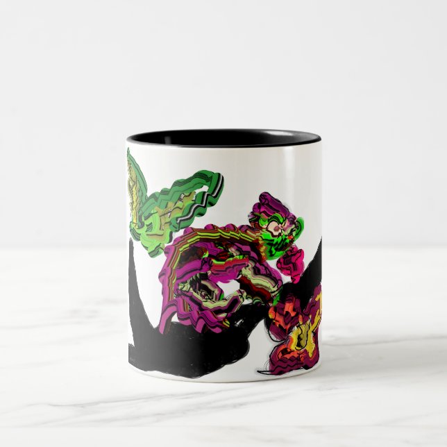 Rain forest Chameleon fun Two-Tone Coffee Mug (Center)