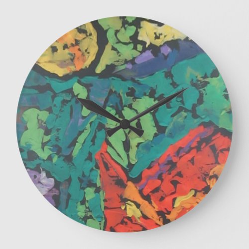 Rain Forest Emerald Green emotional abstract Large Clock