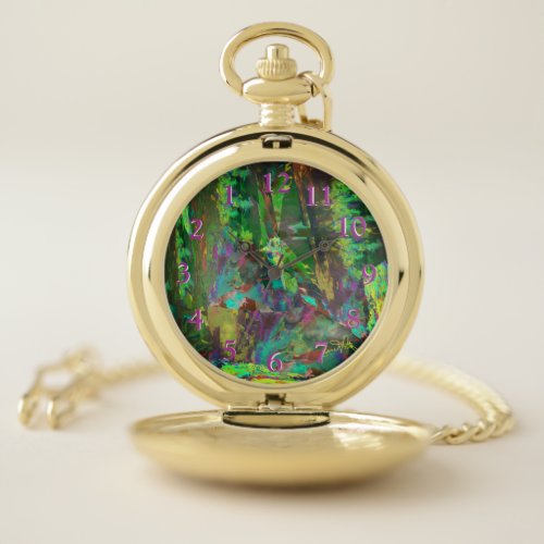 Rain Forest Green Backwards Pocket Watch