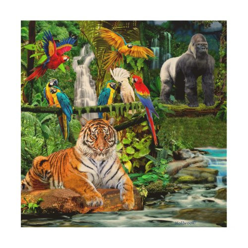 RAIN FOREST WILDLIFE WOOD WALL ART