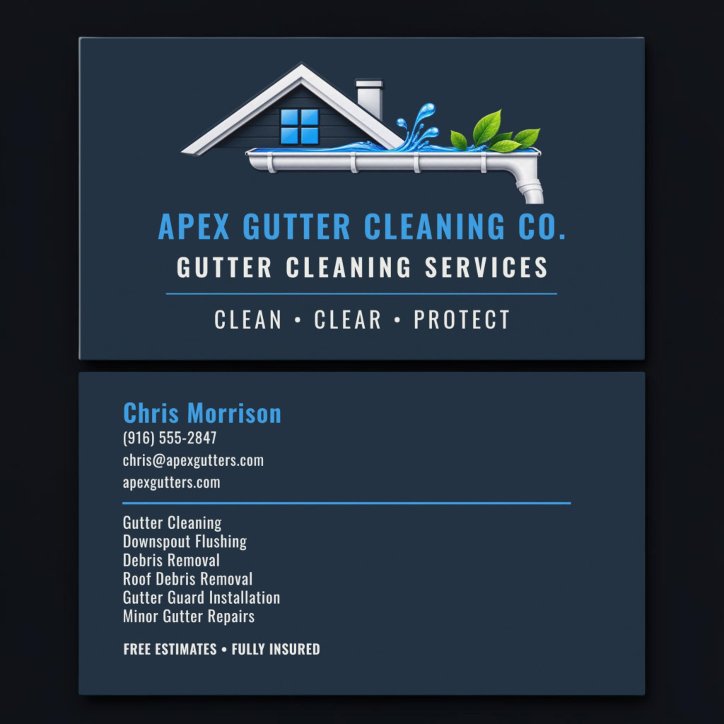 Rain Gutter Cleaning Professional Services Business Card