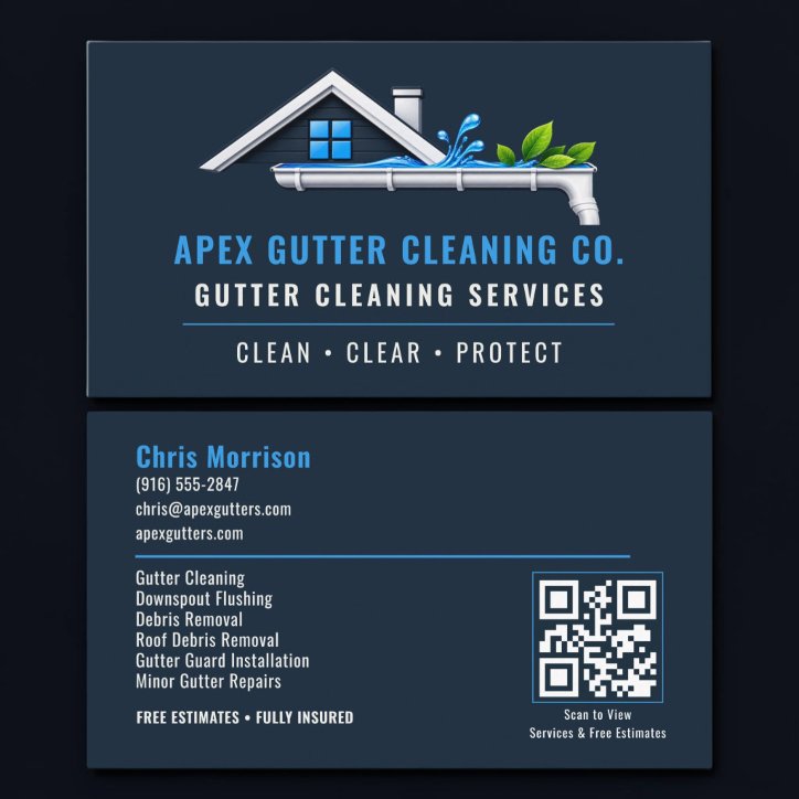 Rain Gutter Cleaning QR Code Professional Services Business Card