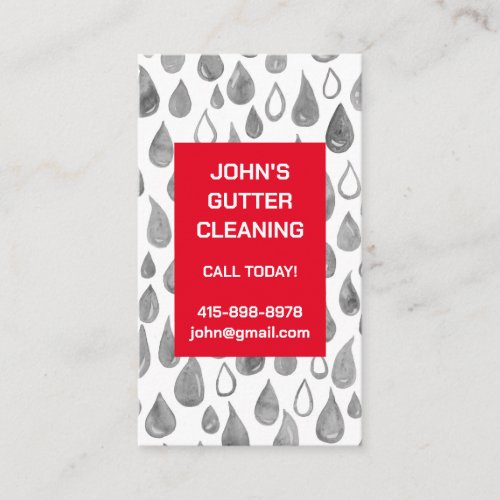 Rain Gutter Roof Cleaning Repair Watercolor Drops  Business Card