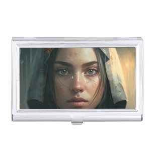 Rain hood girl business card case