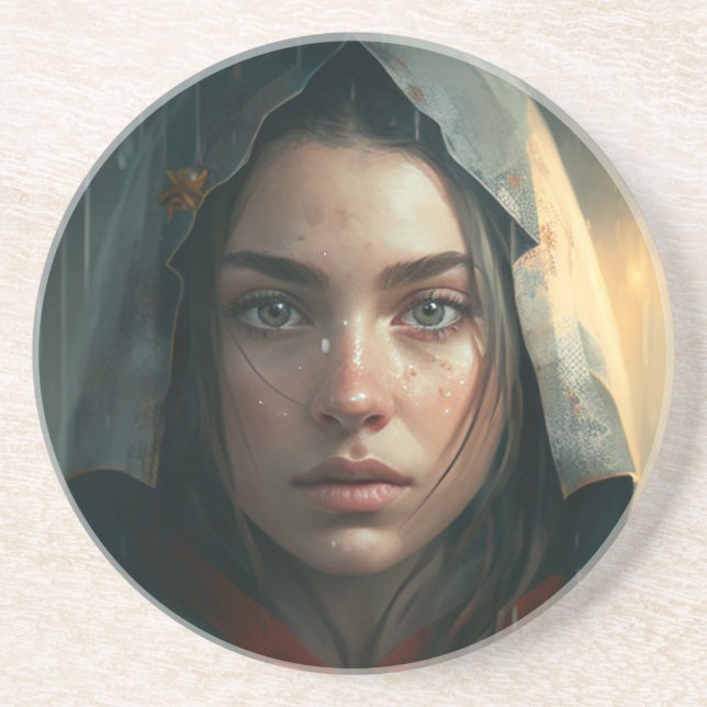 Rain hood girl coaster (Front)