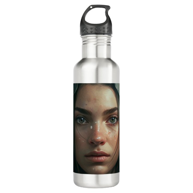 Rain hood girl stainless steel water bottle (Front)