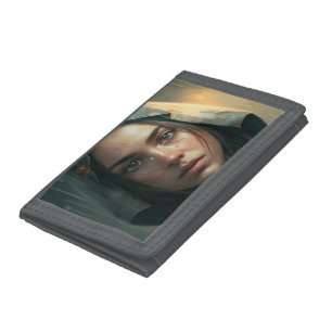 Rain hood girl tri-fold wallet