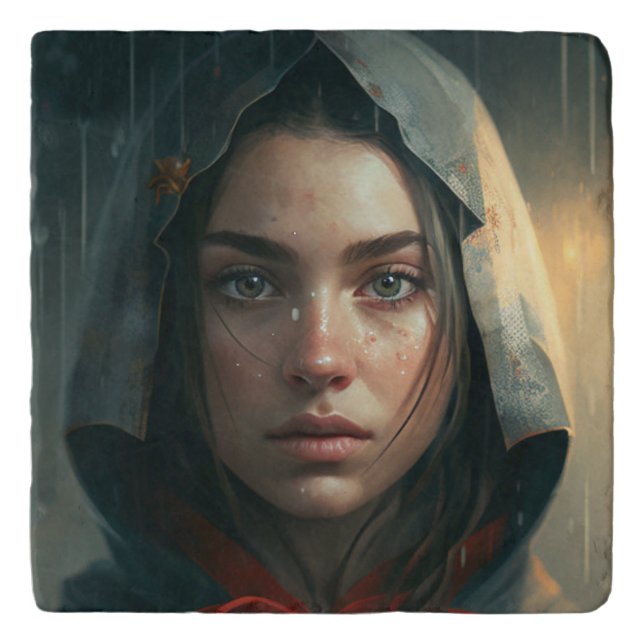 Rain hood girl trivet (Front)