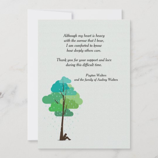 rain in my heart bereavement thank you card zazzle com bereavement thank you
