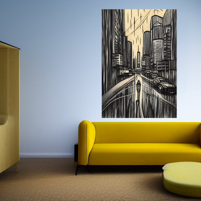 Rain in the city | AI Art Poster (Creator Uploaded)