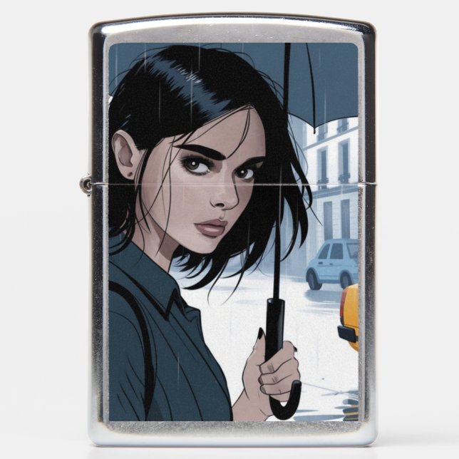 Rain in the City Zippo Lighter (Front)