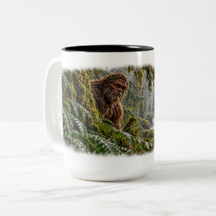 Rain in the Evergreens Bigfoot Two-Tone Mug
