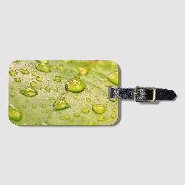 "Rain-Kissed Leaf Luggage Tag (Front Horizontal)